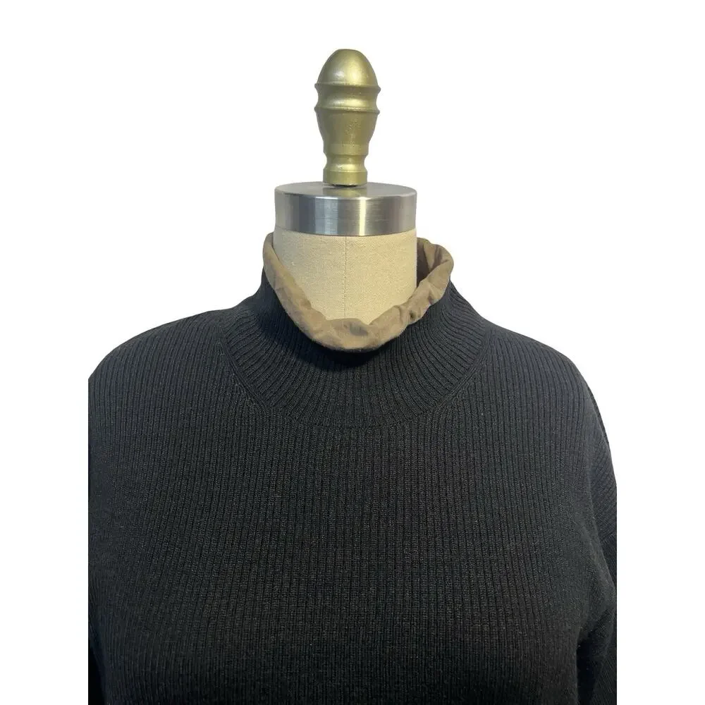 Armani Exchange Lined Sweater Mens Large Black Ribbed Wool Blend Mock Neck NWT